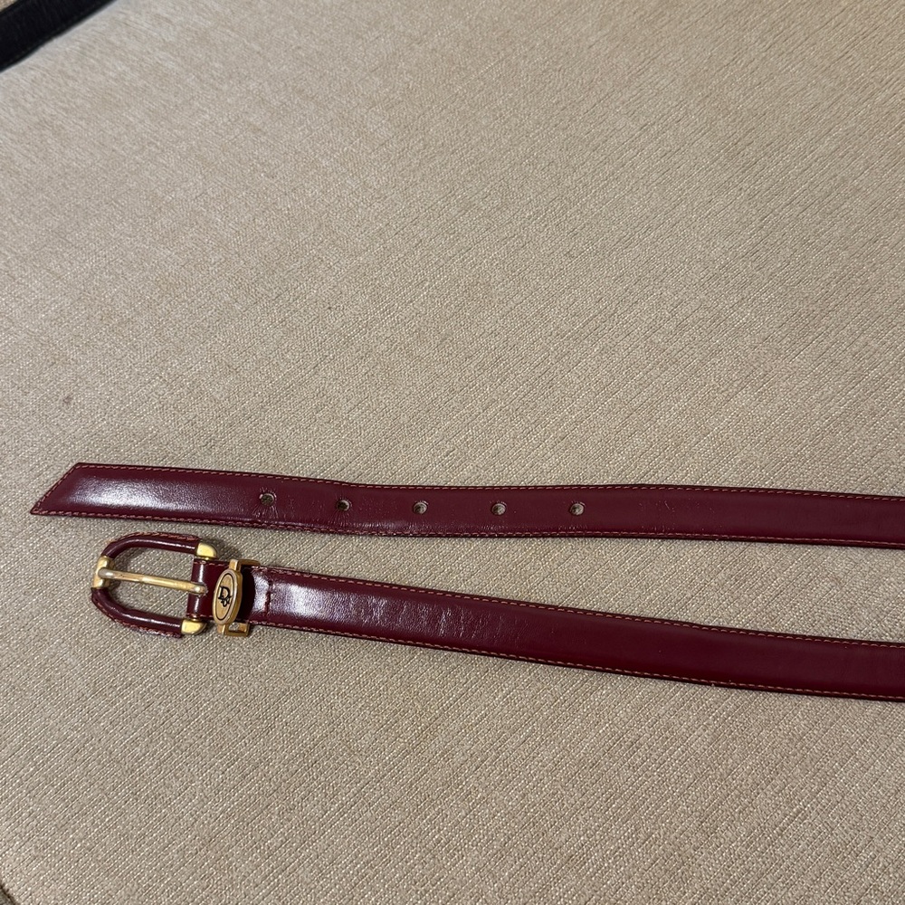Dior Burgundy Leather Belt